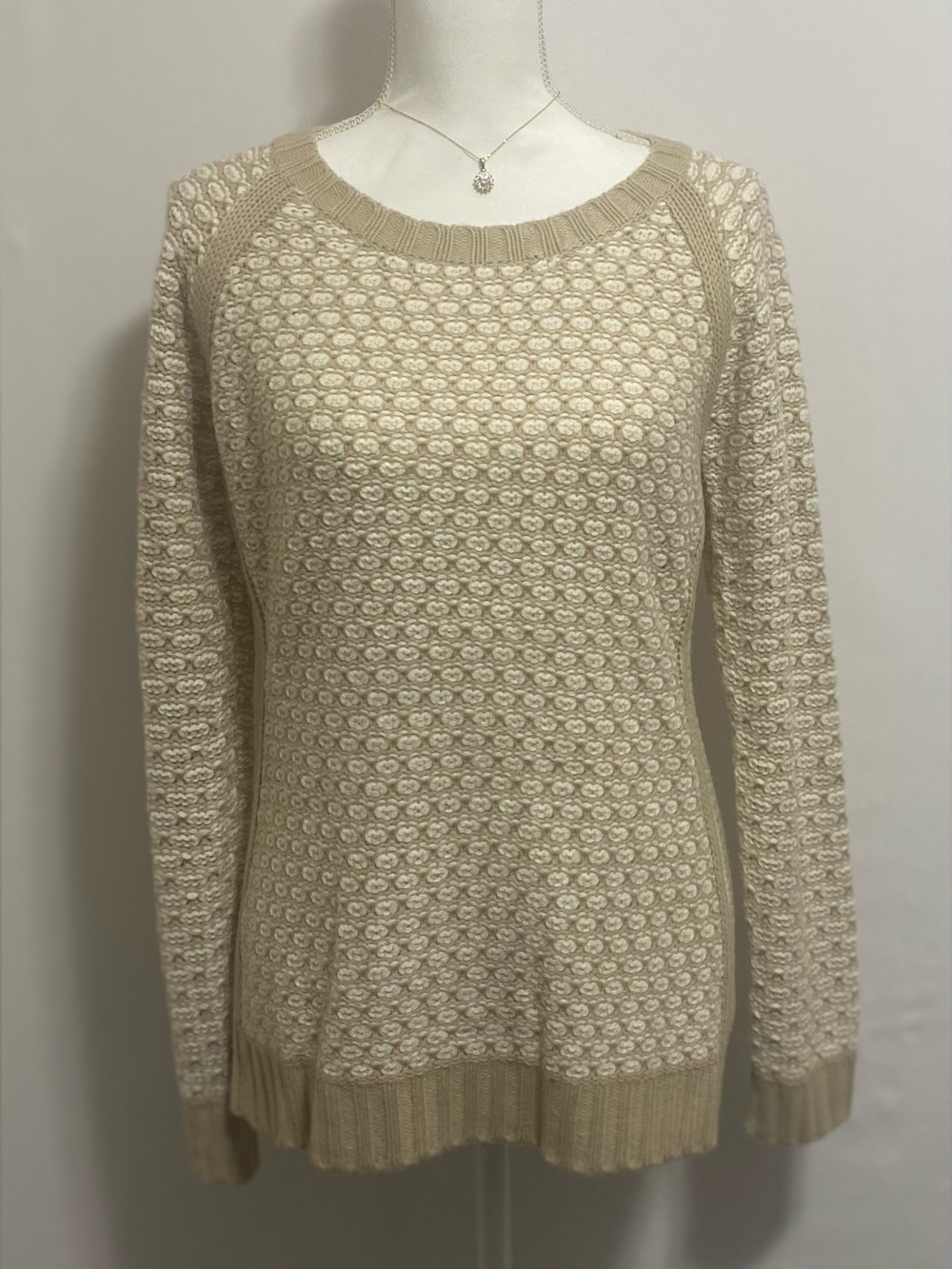 Pink Rose Beige and Cream Knit Sweater